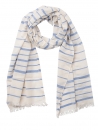 Leichter Schal/Tuch, gestreifter Knitter-Optik, unisex, 190cmx70cm, natur/denimblau